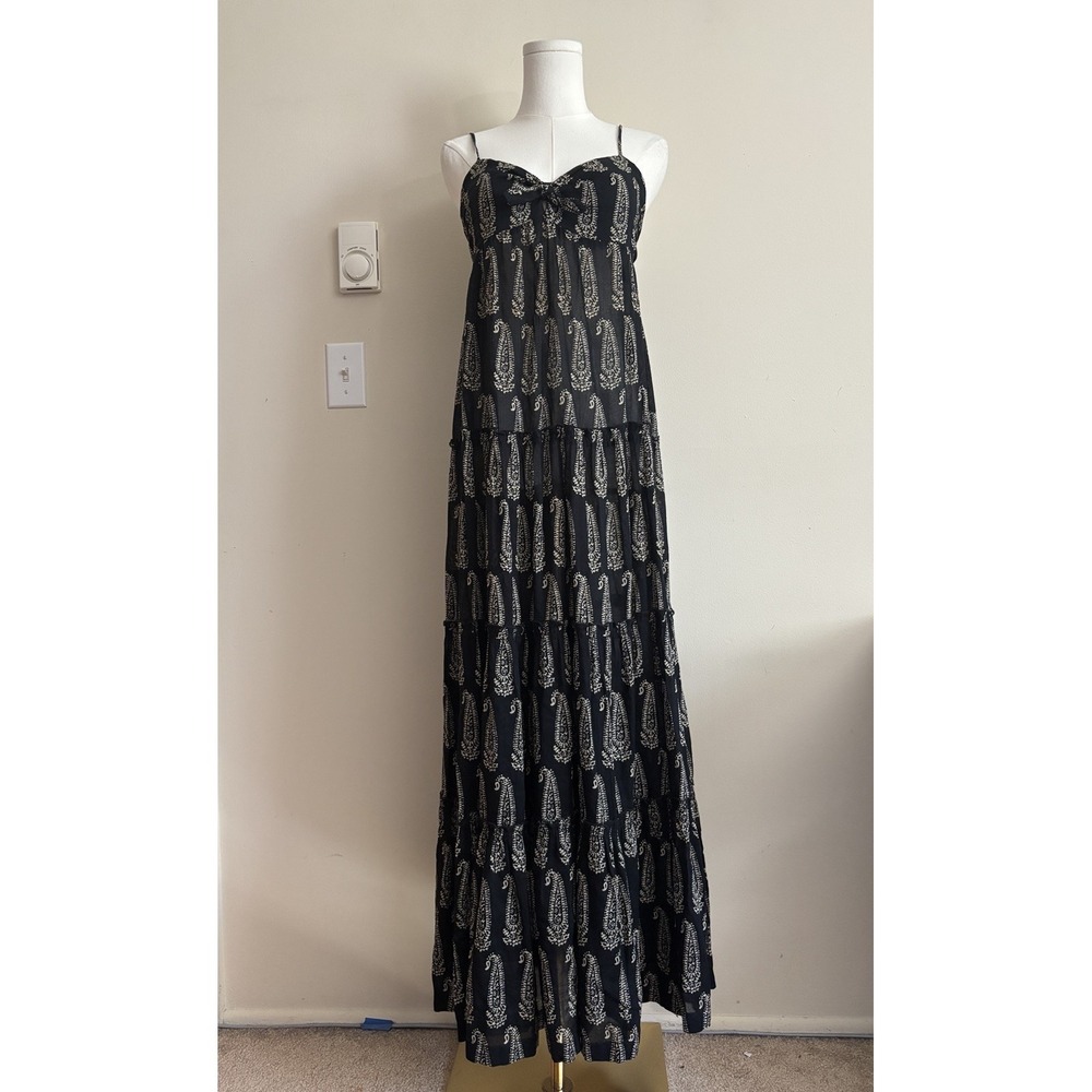 Ralph Lauren Denim & Supply Tiered Maxi Dress Grunge Boho Chic Black Small *FLAW